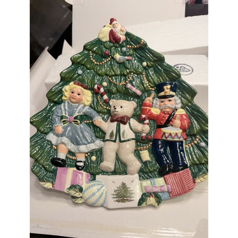 Spider Christmas Tree Toys Around The Tree Cookie Plate Hand painted Box